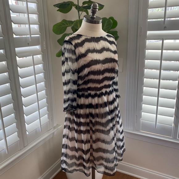 Tracy reese ikat zebra dress 100% silk size 6 - Picture 2 of 6